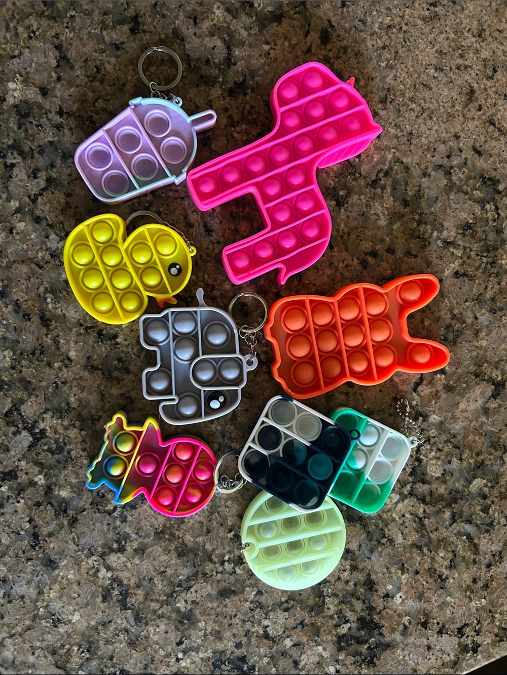Multi-Color Pop Fidget Keychain Toys Set for Kids